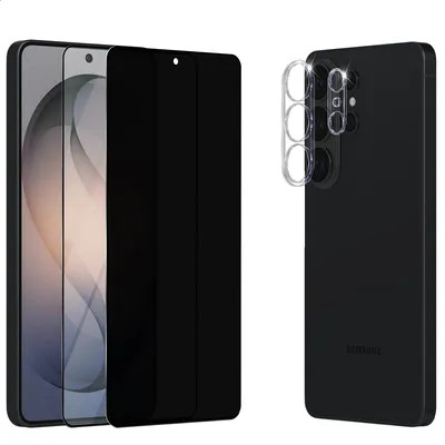 Produktbild von 2-Pack Samsung S26 Ultra Displayschutz (1 Privacy + 1 Klar) & 1-Pack Linsenschutz - Gehärtetes Glas 9H - Super Qualität 3D