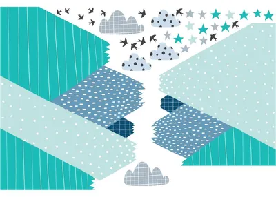 Productafbeelding van Skandinavische berglandschap muurstickers voor kinderen, 110 x 165 cm