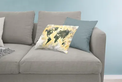 Produktbild von MuchoWow® Zierkissen Sofakissen Wohnzimmer Dekokissen 60x40 cm Weltkarte - Zeitung - Gold - Kopfkissen - Polster mit Foto