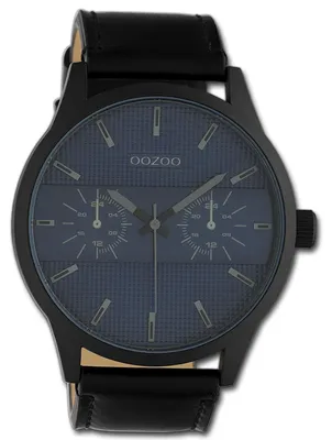 Productafbeelding van Oozoo dames- en herenhorloge, zwarte leren band, quartz, analoog, model D3UOC10539