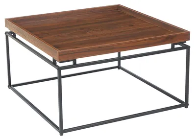 Image de MENZZO Table basse carrée avec plateau compartimenté réversible 80x80cm Duplix Bois Noisette