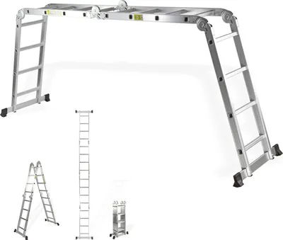 Alu Mehrzweckleiter Gelenkleiter Vielzweckleiter Aluleiter Leiter 4x4 Sprossen