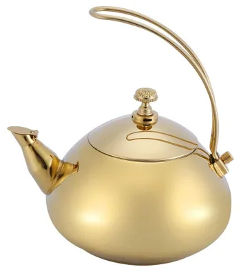 Imagen del producto de Tetera con infusor de acero inoxidable, 1.5 litros, apta para inducción – color dorado