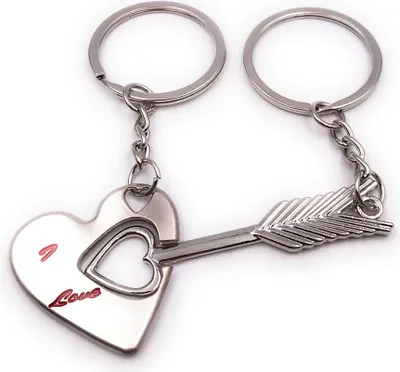 Immagine prodotto di Onwomania portachiavi coppia ciondolo amore cuore freccia argento ciondolo portachiavi