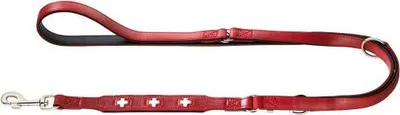 Produktbild von Hunter Verst. Führleine Swiss 13/200 Leder rot/ Nappa schwarz
