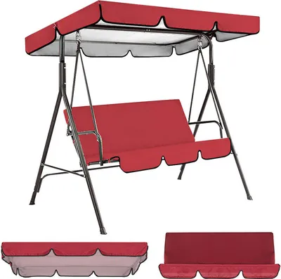 Obrázek produktu pro （190 × 132 × 15 cm，Red）Výměnná střecha hollywoodské houpačky vodotěsná střešní plachta zahradní houpačka sluneční stříška se střechou a sedákem pro terasu zahradní dvůr terasa