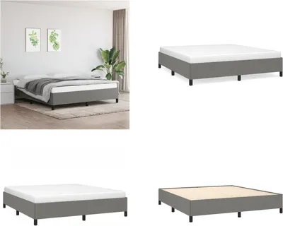 Image de vidaXL Cadre de lit gris foncé 180×200 cm Tissu - Cadre de lit - Cadre de lit - Lit