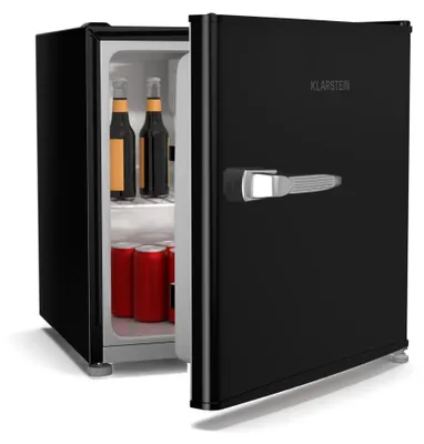 Produktbild von Klarstein Irene 46L Retro Mini-Kühlschrank - Leise 37 dB, Verstellbarer Thermostat, Energieeffizient, Kleiner Kühlschrank Für Schlafzimmer, Büros, Schwarz