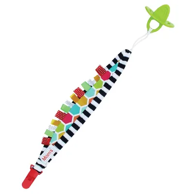 Produktbild von Mom's Care Schnullerband schwarz-weiß mit Silikon-Beißring Baby
