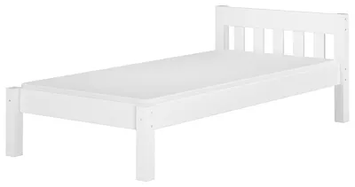 Produktbild von Bettrahmen Einzelbett 80x200 Futonbett Kieferbett Massivholz weiß Zubehör wählbar V-60.38-08WRollrost und Matratze inkl.
