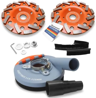 Zdjęcie produktu dla Odsysacz do szlifierki kątowej 115/125 mm, w zestawie 2 x diamentowe tarcze szlifierskie 125 mm