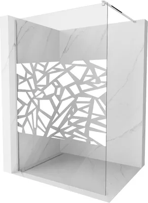 Produktbild von Mexen Kioto Duschwand 100 x 200 cm, Transparent/Weißes Design 8 mm, Chrom - 800-100-101-01-85