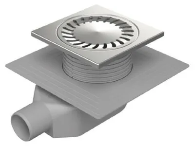 Immagine prodotto di Scarico in acciaio inox 150 x 150 mm Scarico a pavimento Sifone regolabile in altezza ad altezza ridotta