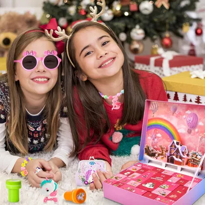 Produktbild von Adventskalender 2025 Mädchen Einhorn, 24-tägiger Weihnachts-Countdown mit Schmuck & Accessoires, Überraschungen für 4-12 Jahre, Kinder Weihnachtsgesch