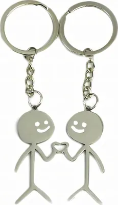 Produktbild von 2 lustige Strichmännchen zum Vergleichen von Herzen Schlüsselanhänger Partner - Geschenk Valentinstag für Ihn und Sie - Jahrestag Paar Geschenke Für Beide