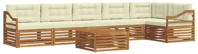 Produktbild von vidaXL Outdoor-Sofagarnitur 7 stk. Natur und Creme