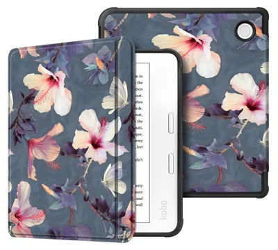 Produktbild von Fintie Hülle für Tolino Vision Color (2024)/Vision 6 (2021) & Kobo Libra Color (2024)/Libra 2 (2021) 7 Zoll eReader - Superleicht Soft TPU Schutzhülle mit Auto Schlaf/Wach, Hibiskus