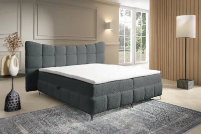 Produktbild von Boxspringbett Bett Schlafzimmerbett NOVA 140x200cm Stoff Rolf Dunkelgrau