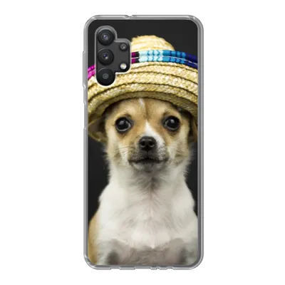 Produktbild von MuchoWow® Handyhülle Schutzhülle Hülle für Samsung Galaxy A32 5G Hund - Sombrero - Schwarz Silikon Softcase Handy Hülle - Softcase