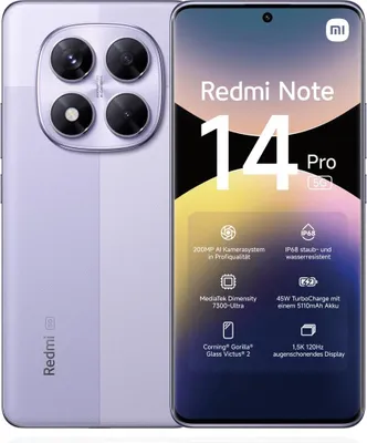 Produktbild von Xiaomi Redmi Note 14 Pro 5G 16,9 cm (6.67") Dual-SIM USB Typ-C 12/ 512 GB 5110 mAh Lavendel, Violett