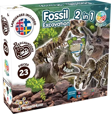 Produktbild von Ausgrabungsset für Dinosaurierfossilien: T-Rex & Triceratops