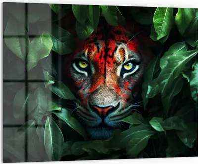 Produktbild von DEQORI Küchenrückwand Glas 80x60 cm 'Dschungelblick' Spritzschutz Bad Rückwand Küche