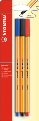 Produktbild von Fineliner - STABILO point 88 - 3er Pack - rot, blau, schwarz