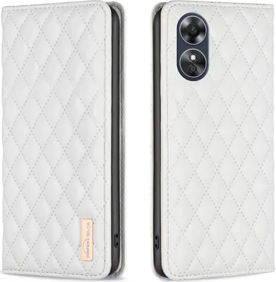 Produktbild von OPPO A17 Hülle, Elegant Bookstyle Flip Leder Kartenfächer Schutzhülle mit Ständer für OPPO A17 Weiß