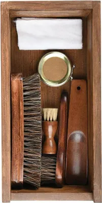 Produktbild von Esschert Design | Schuhputzset - Holzbox - Vintage Stil - Hochwertige Materialien - Ideales Geschenk