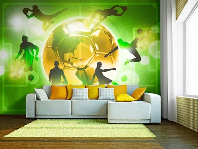 Produktbild von Vlies Fototapete 350x256 cm Tapeten Wandtapete XXL Fußball Ball Fußballspieler i-A-0093-a-c