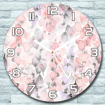 Produktbild von Wanduhr aus Glas Rund fi 30 Aquarell Blumen Quarz Deko Wohnzimmer Büro