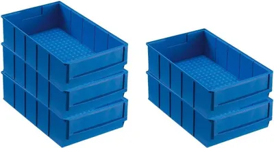 Produktbild von SparSet 5x Blaue Industriebox 300 B | HxBxT 8,1x18,3x30cm | 3,4 Liter | Sichtlagerkasten, Sortimentskasten, Sortimentsbox, Kleinteilebox