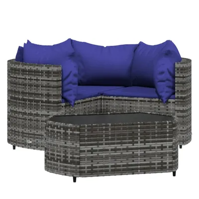 Obrázek produktu pro vidaXL 4dílná zahradní lounge souprava s polštáři Grey Poly Rattan
