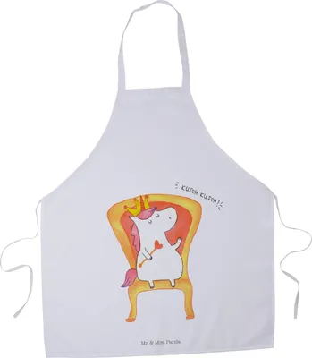 Produktbild von Mr. & Mrs. Panda Schürze Einhorn König - Weiß - Geschenk, Kochschürze, Grill, Krone, Kochkleidung, Prinzessin, Unicorn, Küchenschürze, Grillschürze, Bundeskanzler