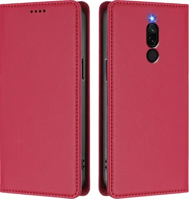 Image de Étui en cuir pour Xiaomi Redmi 8/Redmi 8A, étui à rabat magnétique en cuirPolyuréthaneavec support, rouge