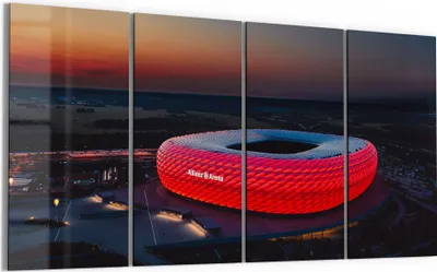Produktbild von DEQORI Glasbild Echtglas 4x30x60 cm 'Allianz Arena, München' Wandbilder XXL groß
