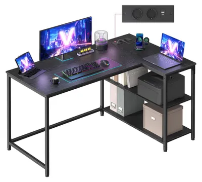 Produktbild von VASAGLE Eckschreibtisch in L-Form, Computertisch, 120 x 80 cm – Ebenholzschwarz