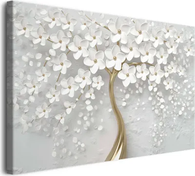 Obrázek produktu pro Obraz na plátně nástěnné obrazy pro ložnici strom bílé květy 80x120cm