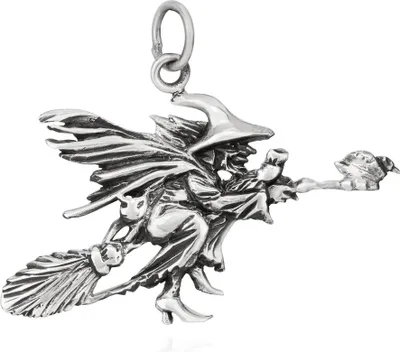 Produktbild von Kettenanhänger Hexe Aluka 925 Silber 28x43mm Silberanhänger Amulett Talisman
