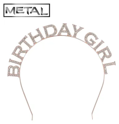 Produktbild von Metall Diadem „Birthday Girl“ – Goldene Tiara mit Schmucksteinen