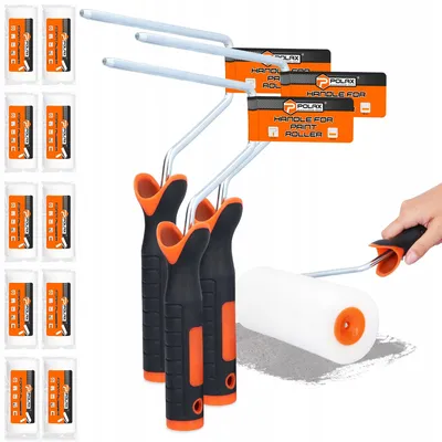 Produktbild von Polax Schaumstoff Farbwalzen-Set 18 cm 10 Stück mit Griffen