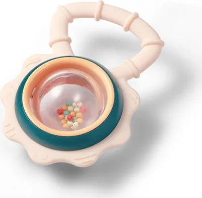 Immagine prodotto di Sonaglio per bebè, teether con palline, Fiore - pastello