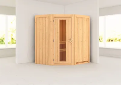 Produktbild von Karibu Sauna Innensauna Tonja Eckeinstieg ohne Zubehör 170x151x198 cm ohne Dachkranz mit Energiespartür