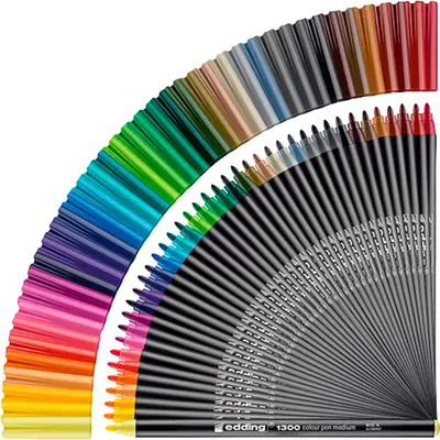 Produktbild von Edding 1300, Beige, Schwarz, Blau, Braun, Grün, Grau, Magenta, Orange, Pink, Violett, Rot, Sepia, Silber,..., Rundspitze, 2 mm, Mehrfarbig, Rund, Tinte auf Wasserbasis