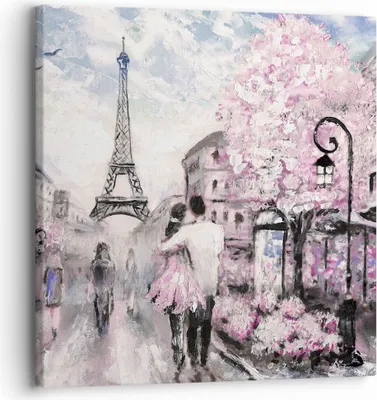 Produktbild von Bild auf Leinwand - Leinwandbild - Paris Weg Illustration eiffle - 30x30cm - Wand Bild - Wanddeko - Leinwanddruck - Bilder - Kunstdruck - Wanddekoration - Leinwand bilder - Wandkunst - AC30x30-3149