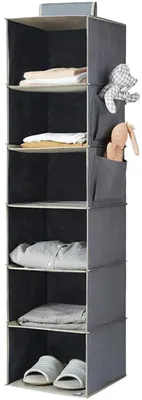 Produktbild von Unyqoos Hängende Kleiderorganizer mit 6 Fächern für Kleidung und Schuhe, platzsparend und faltbar