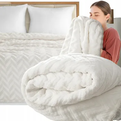 Produktbild von Eurofirany Decke Überwurf 200x220 cm Creme Fischgrät