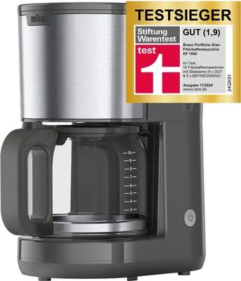 Obrázok produktu pre Braun KF 1500 GY, Espresso kávovar, Mletá káva, 1000 W, Šedá, Nerezová oceľ