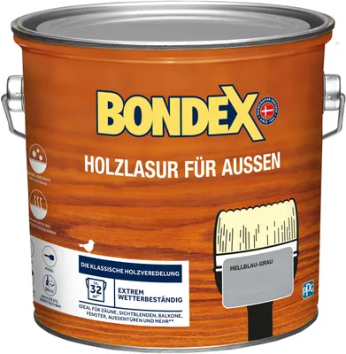 Produktbild von Bondex Holzlasur für Außen 2,5 L hellgrau
