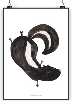 Produktbild von Mr. & Mrs. Panda Bild Stinktier Handstand DIN A3 - Weiß - Geschenk, kunstdruck poster, Wandbild, Stinker, Raubtier, Spielplatz, Skunk, Wildtier, drucke, wanddeko